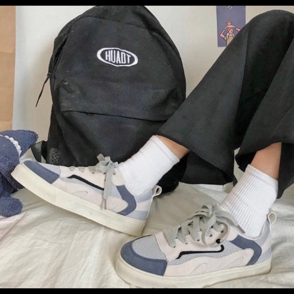 Blue canvas sneakers